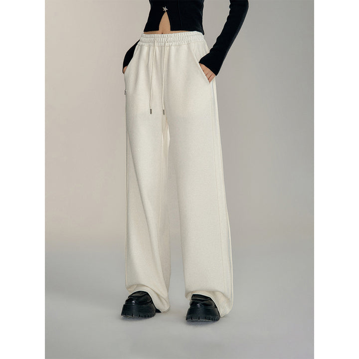 MacyMccoy Sequin High-Waist Wide-Leg Pants Off-White