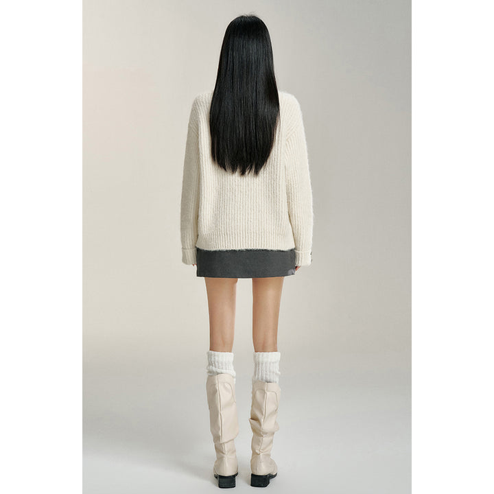 MacyMccoy Chain Loose Knit Sweater White