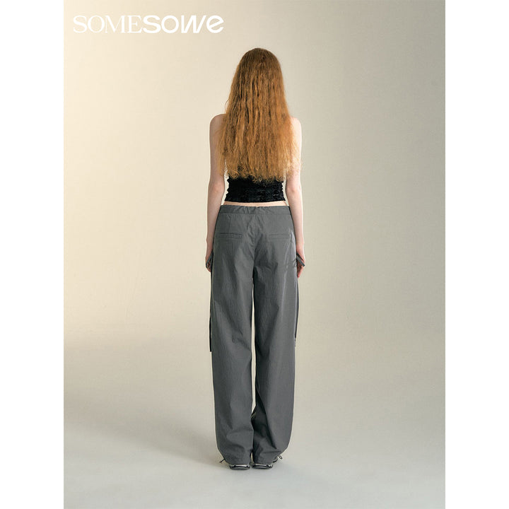 SomeSowe Bow Drawstring Cargo Pants Gray