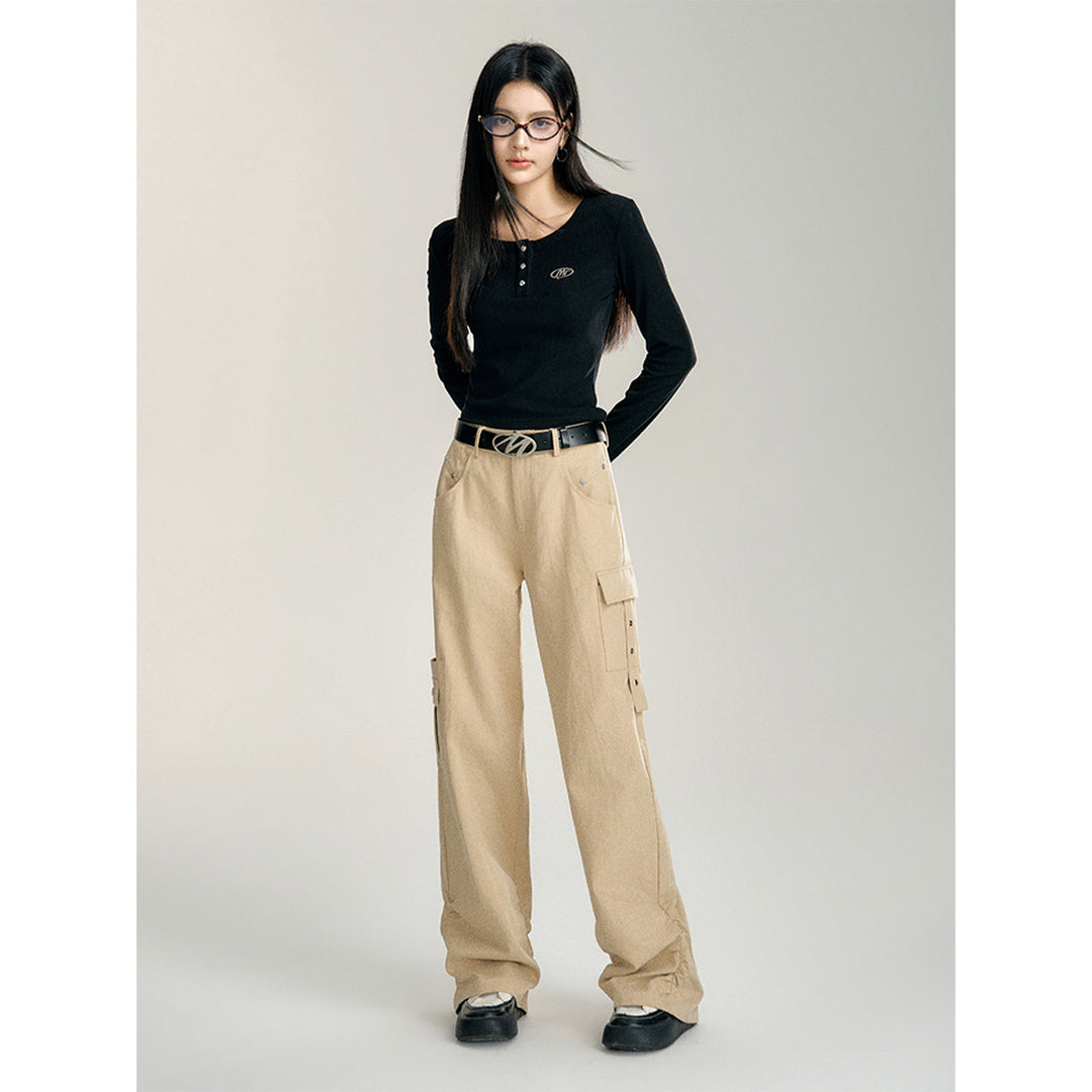 MacyMccoy Pleated Wide-Leg Cargo Pants Khaki