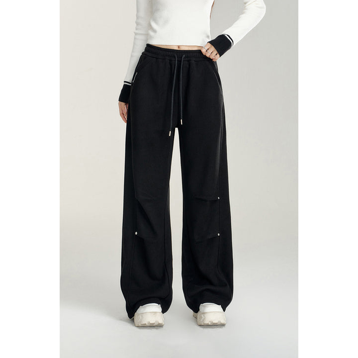 MacyMccoy Wrinkle Wide-Leg Fleece-Lined Pants Black