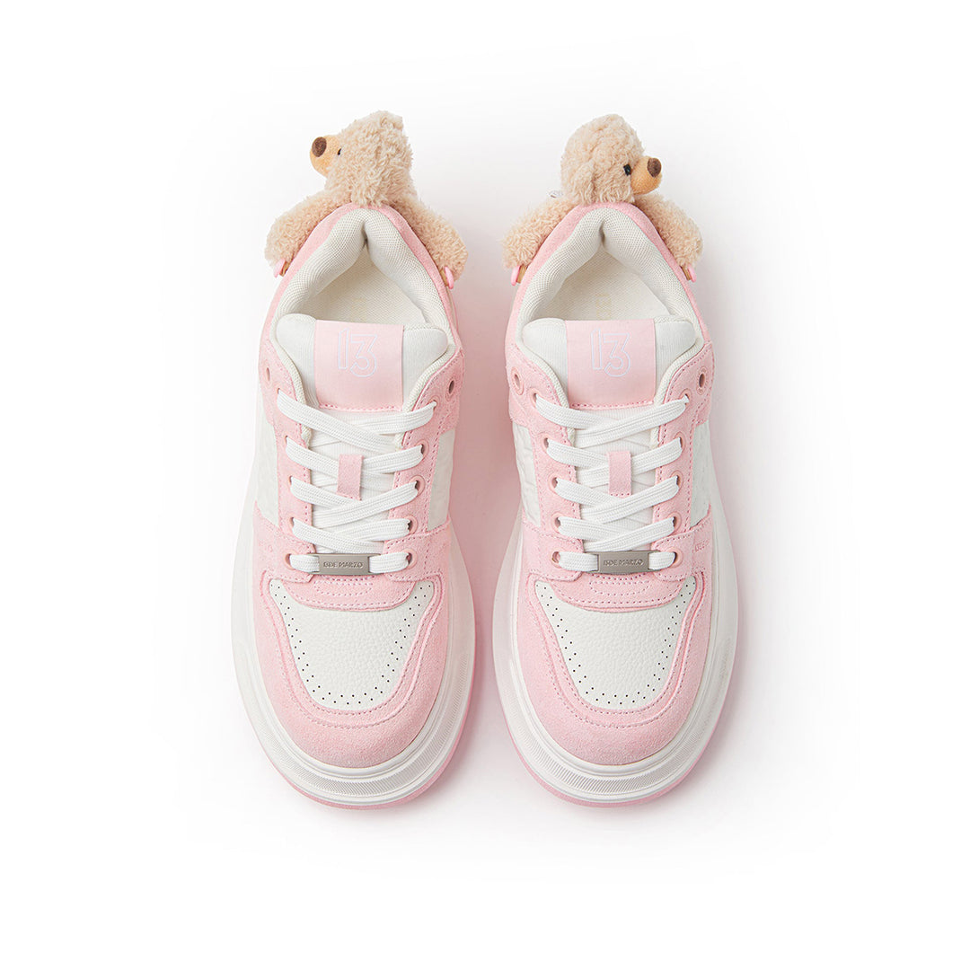 13De Marzo Plush Bear Thick-Soled Sneaker Pink