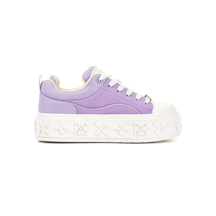 Trapar Waves Embossment Thick-Soled Casual Canvas Sneaker Purple