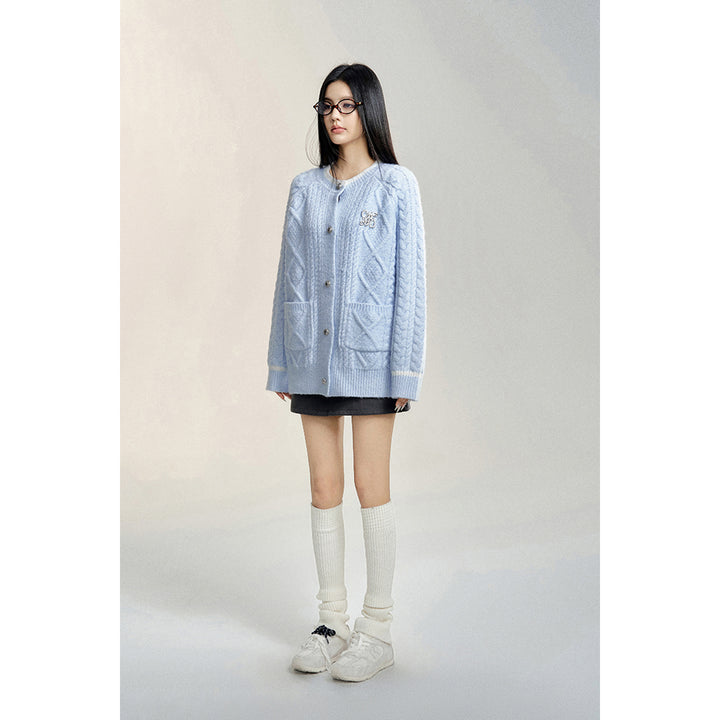 MacyMccoy Twist Silhouette Knit Cardigan Blue