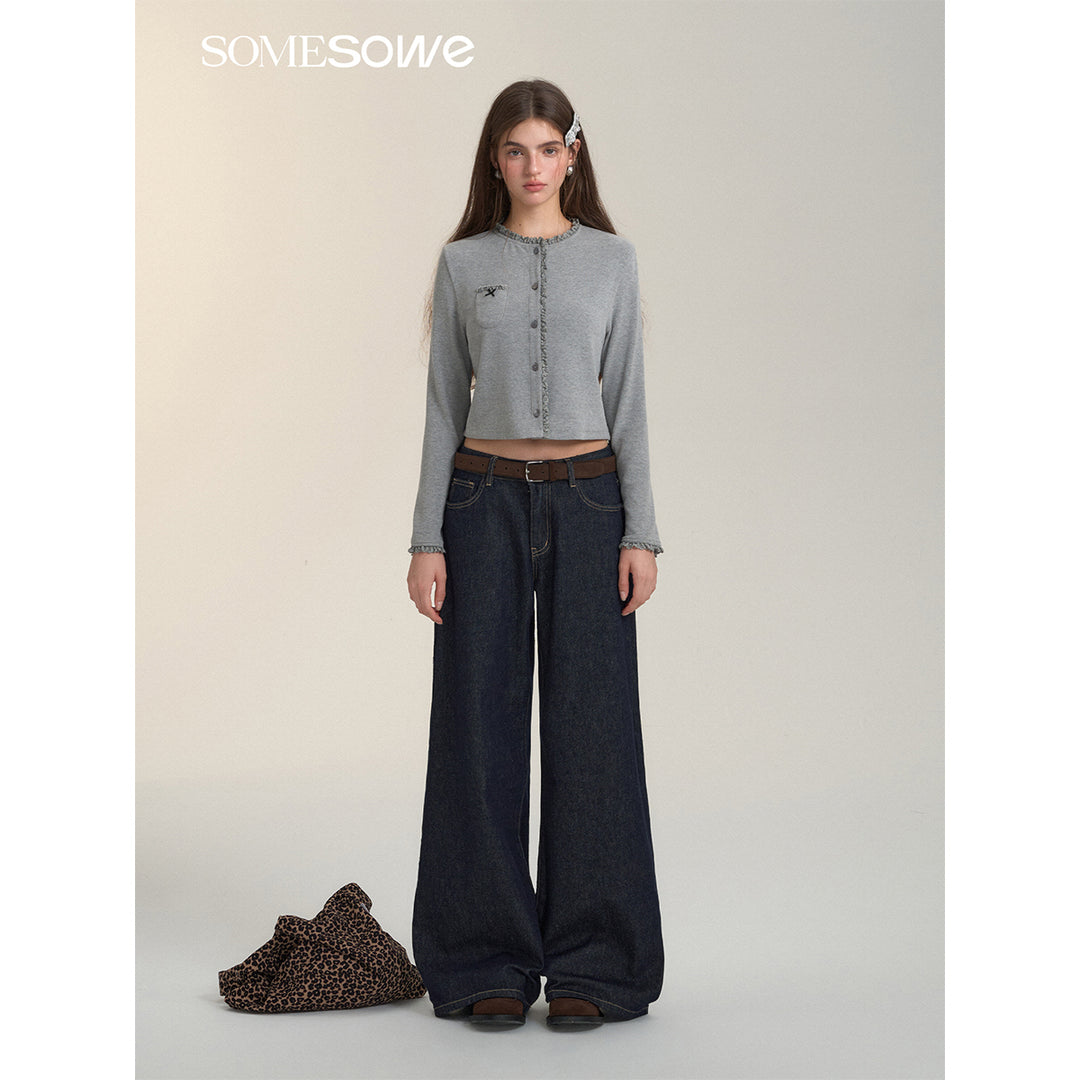 SomeSowe Draped Wide-Leg Jeans Dark Blue