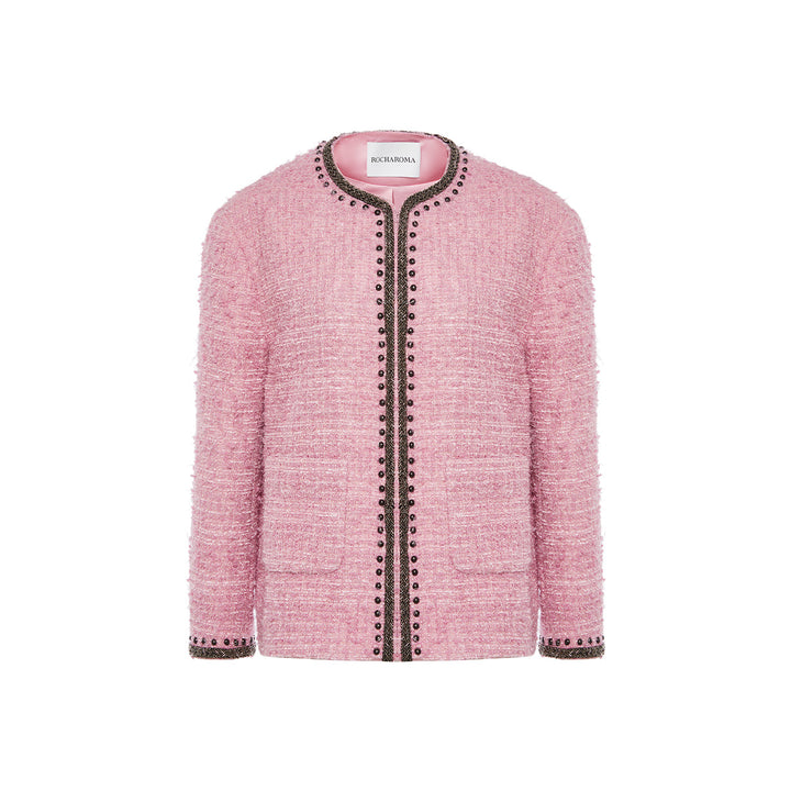 Rocha Roma Color Blocked Tweed Jacket Pink - Mores Studio
