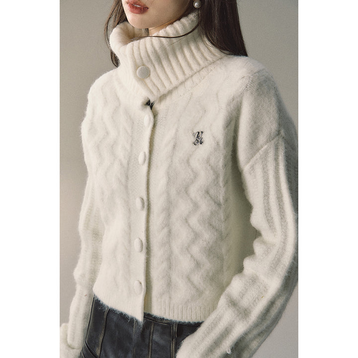 Via Pitti Twisted Woolen Knit Sweater White - Mores Studio
