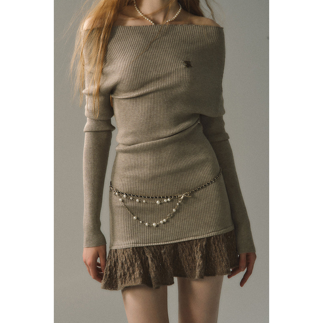 Via Pitti Color Blocked Shiner Knit Patchwork Dress Khaki - Mores Studio