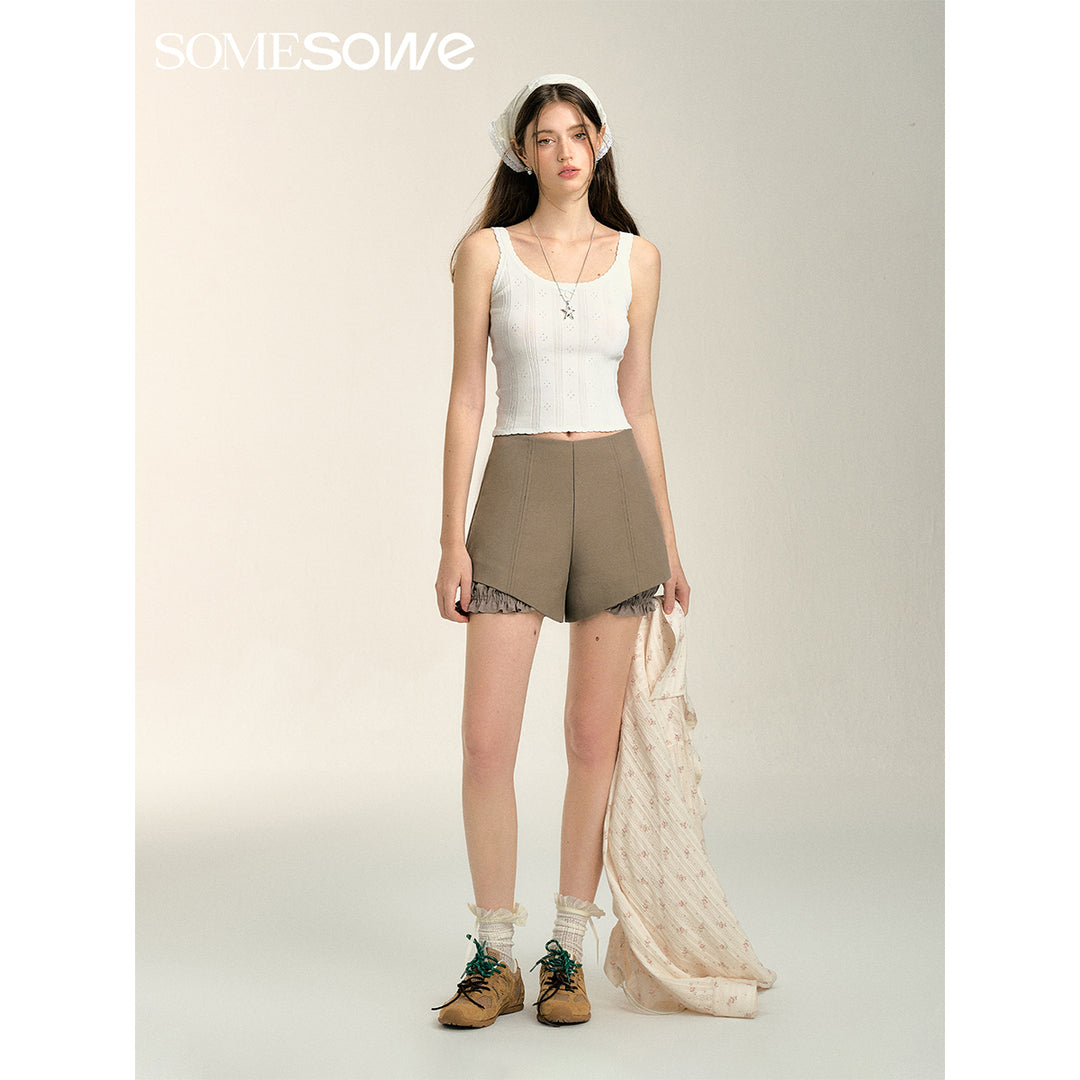 SomeSowe Lace Hollow Out Knit Vest White