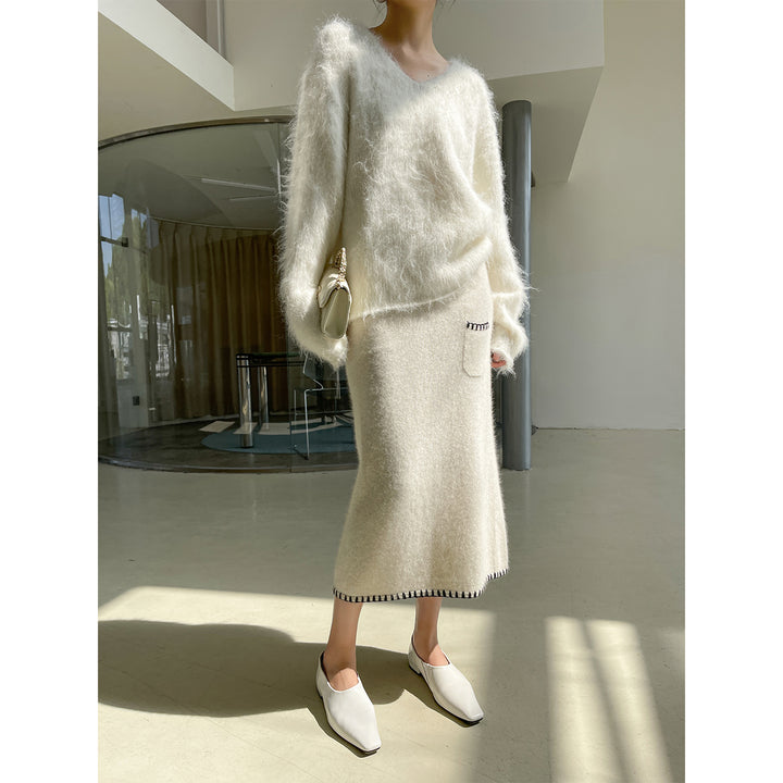 Rumia Nesci Knitted Skirt White - Mores Studio