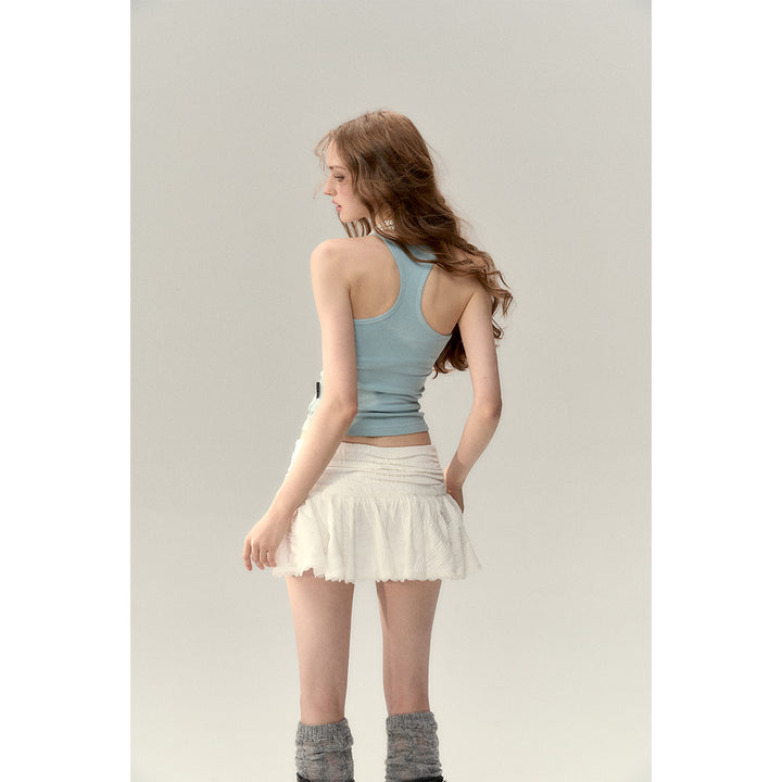 Via Pitti Detachable 3D Lace Rose Mini Skirt White - Mores Studio