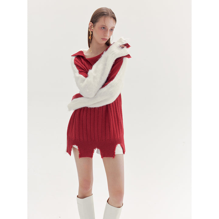 Rumia Florence Knitted Jumper Red And White - Mores Studio