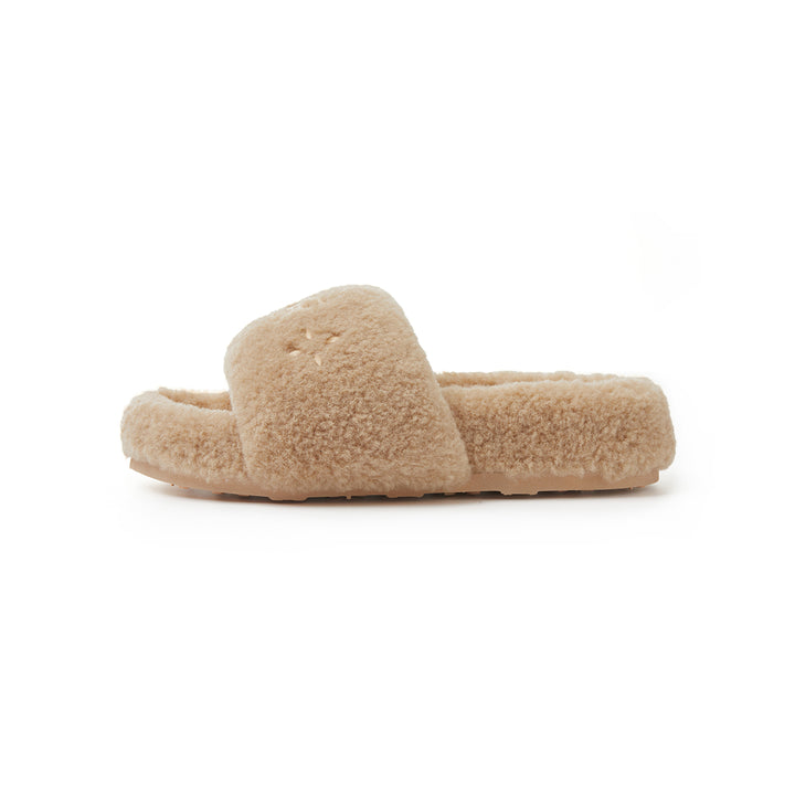 Trapar Waves Basic Casual Furry Slipper Khaki