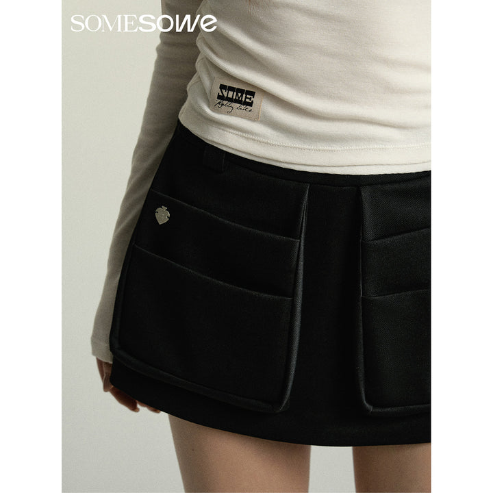 SomeSowe 3D Pocket Cargo Skirt Shorts Black - Mores Studio