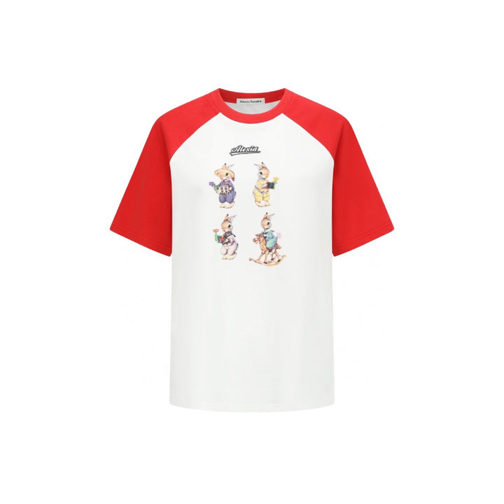 Alexia Sandra Four Rabbits Raglan Tee Red - Mores Studio