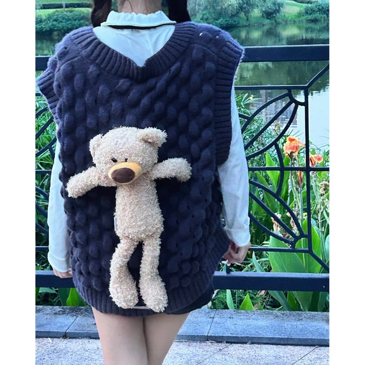 13De Marzo Plush Bear Doozoo Knit Vest Grey - Mores Studio