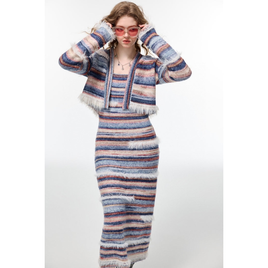 Alexia Sandra Striped Mohair Long Dress - Mores Studio