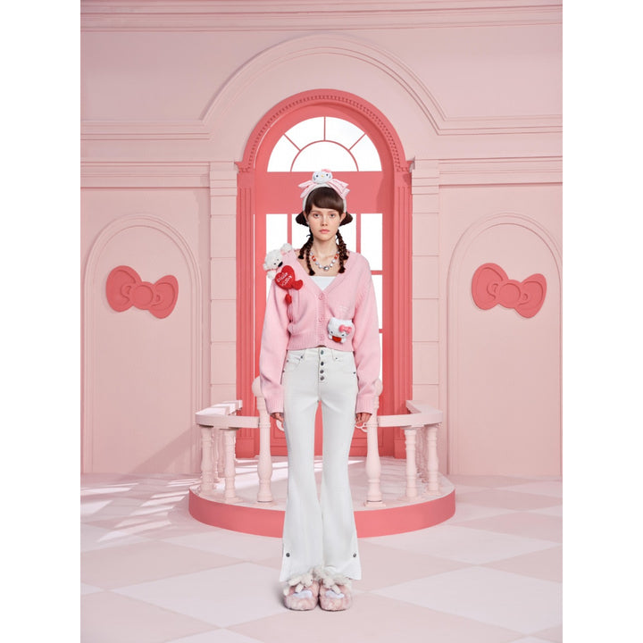 13De Marzo X Hello Kitty Heart Bear Cardigan Pink - Mores Studio