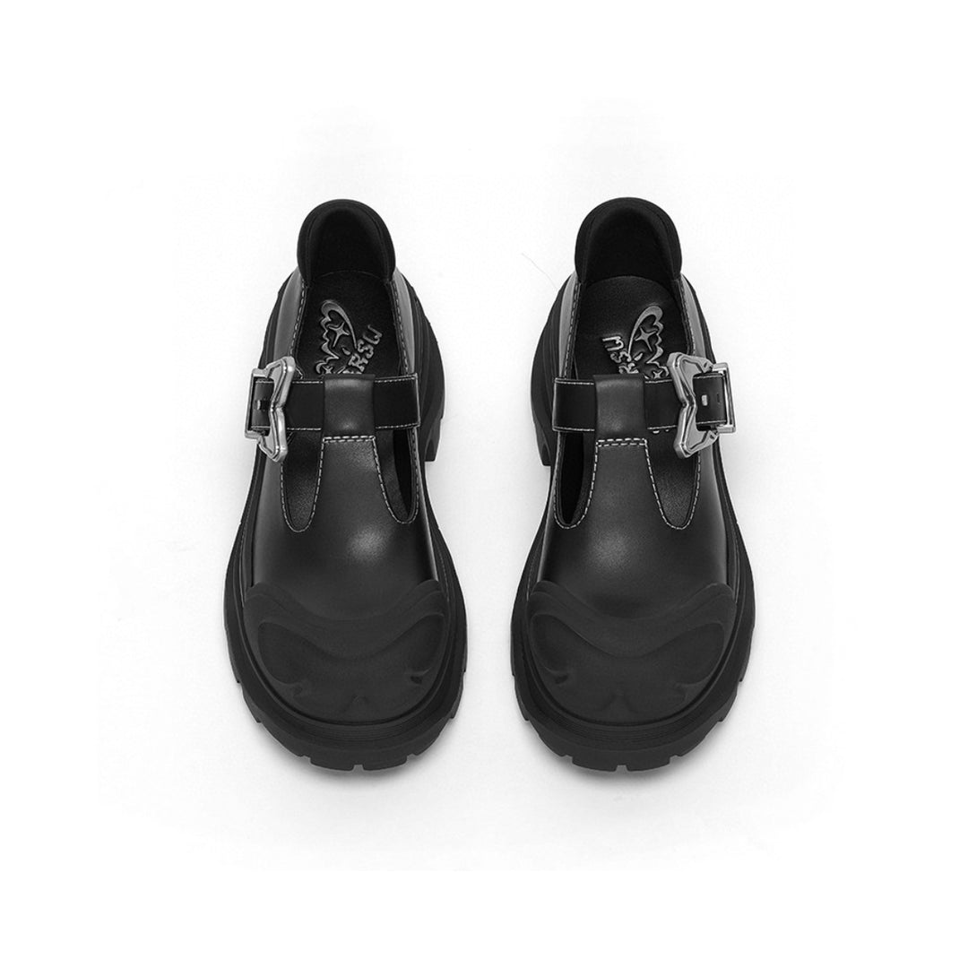 SugarSu Butterfly Buckle Rubber Sole Mary Jane Black - Mores Studio