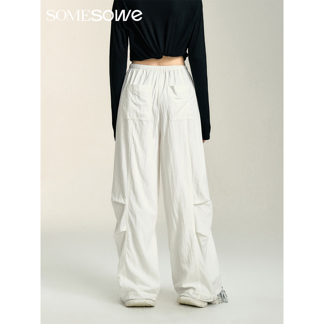SomeSowe Patchwork Pleated Casual Pants White