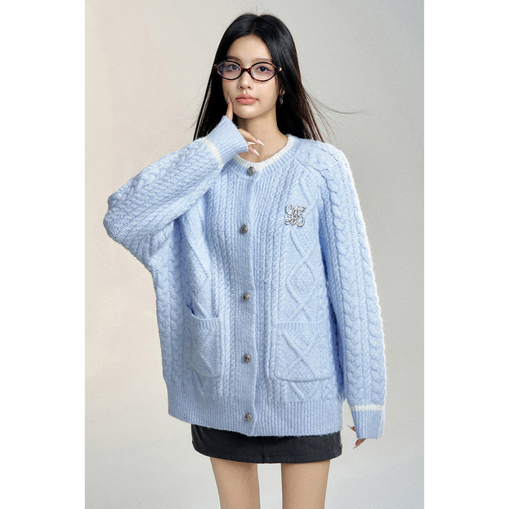 MacyMccoy Twist Silhouette Knit Cardigan Blue