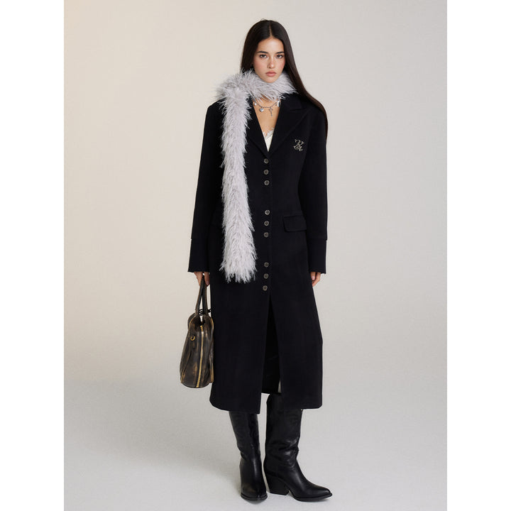 Via Pitti Heavy Patchwork Waisting Long Coat Black