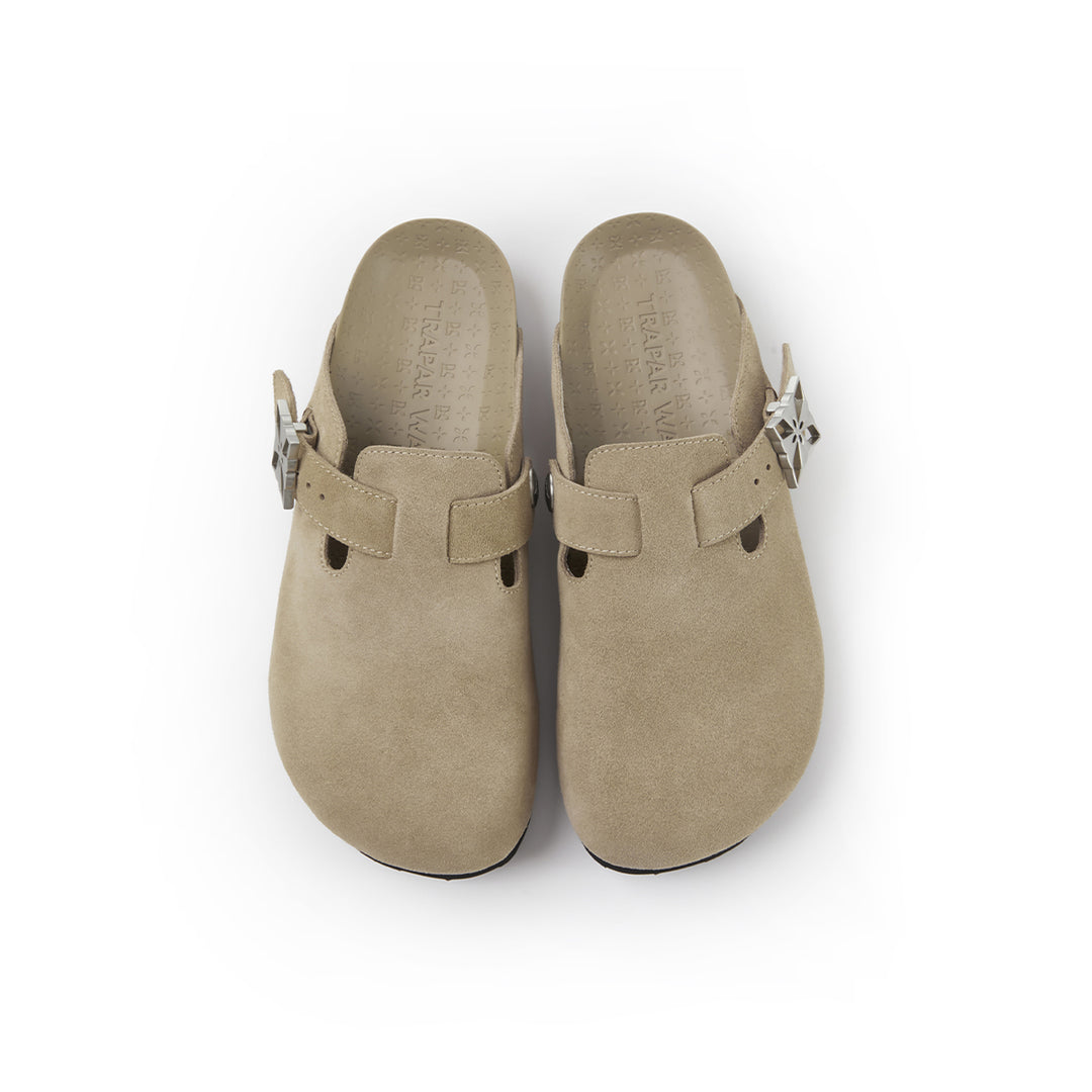 Trapar Waves Suede Casual Slip On Birkenstock Khaki Grey