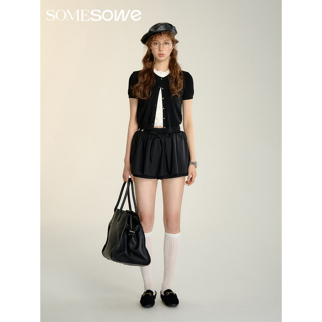 SomeSowe 3D A-Line Puffy Skirt Shorts Black