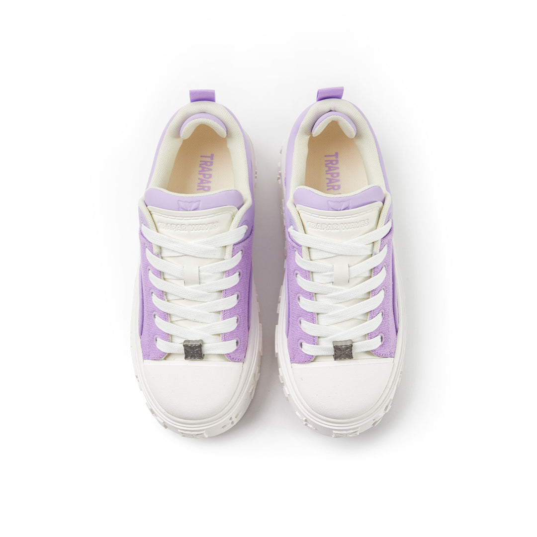 Trapar Waves Embossment Thick-Soled Casual Canvas Sneaker Purple