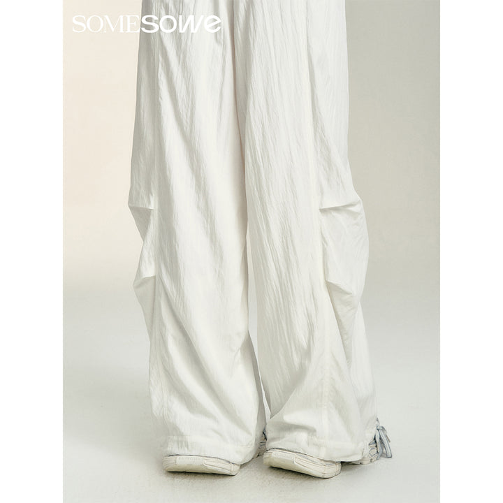 SomeSowe Patchwork Pleated Casual Pants White
