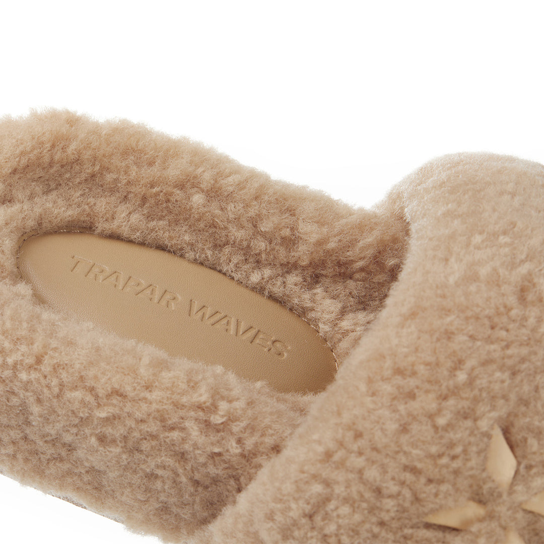 Trapar Waves Basic Casual Furry Slipper Khaki