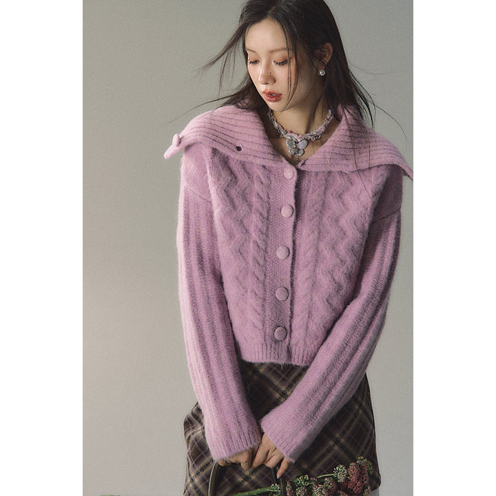 Via Pitti Twisted Woolen Knit Sweater Pink - Mores Studio