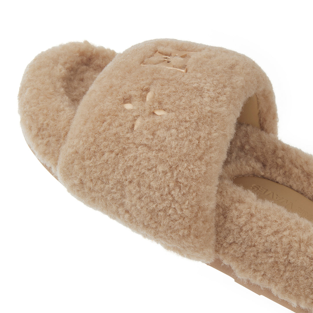 Trapar Waves Basic Casual Furry Slipper Khaki