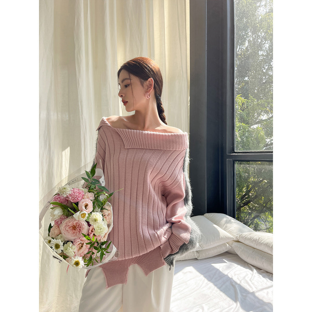 Rumia Florence Knitted Jumper Pink And Grey - Mores Studio