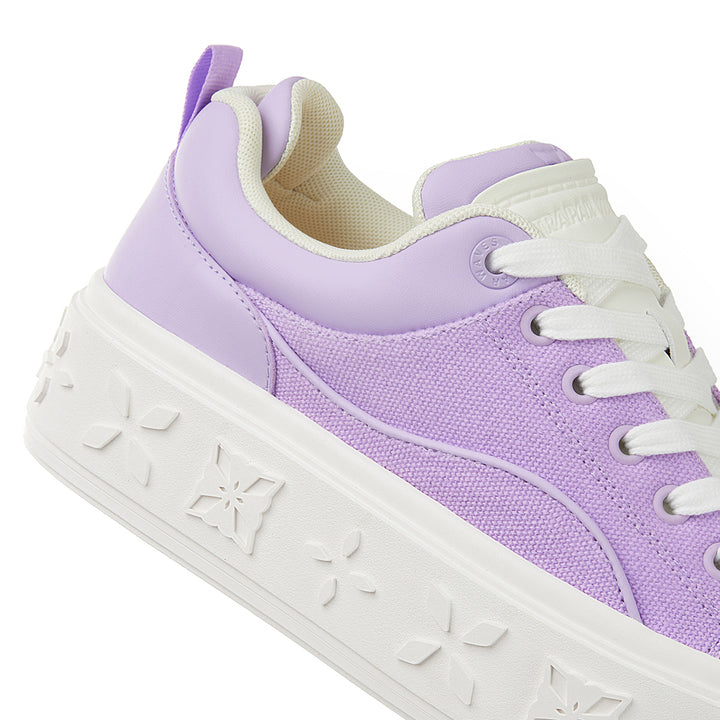 Trapar Waves Embossment Thick-Soled Casual Canvas Sneaker Purple