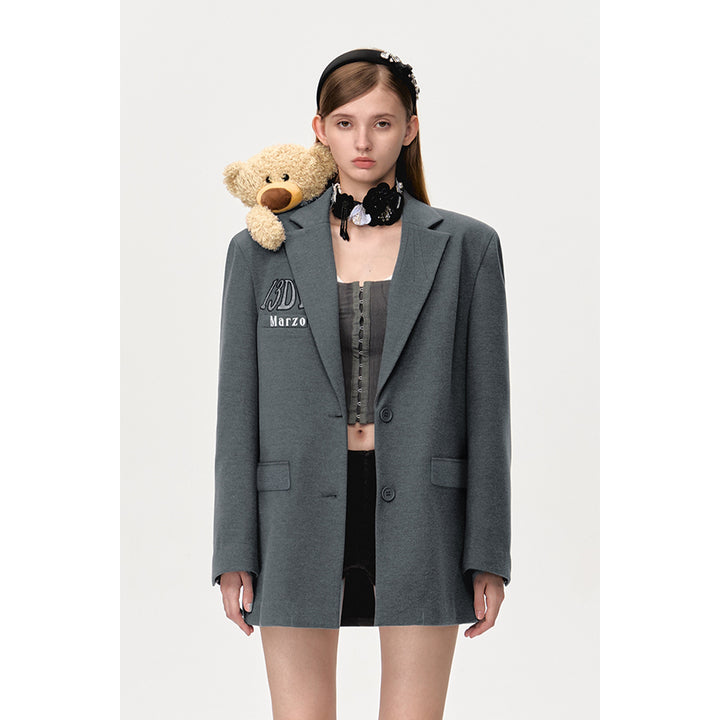 13De Marzo Plush Bear Tweed Suit Jacket Grey