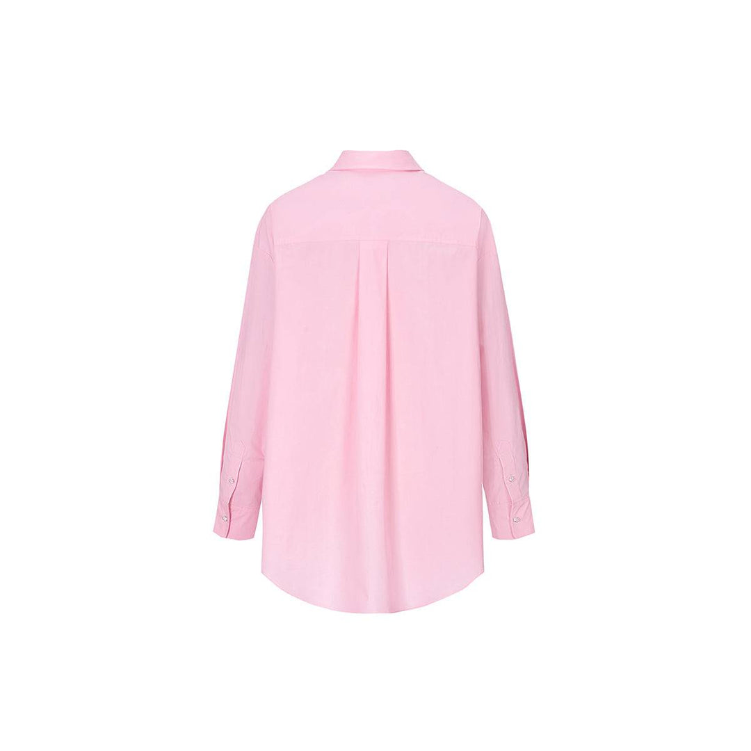 Three Quarters Logo Embroidery Shirt Pink - Mores Studio