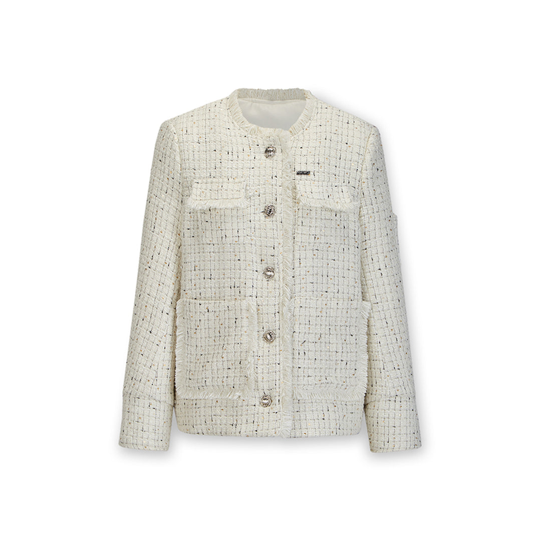 NotAwear Tassel Woolen Tweed Jacket White - Mores Studio