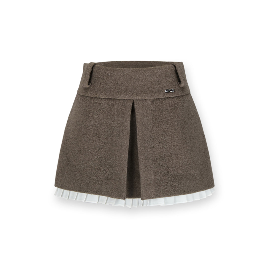 NotAwear Woolen Lace Edge Skirt Brown - Mores Studio