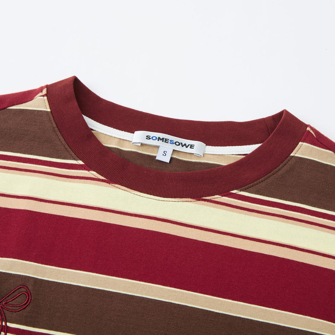 SomeSowe Retro Striped Long Sleeve T-Shirt Red