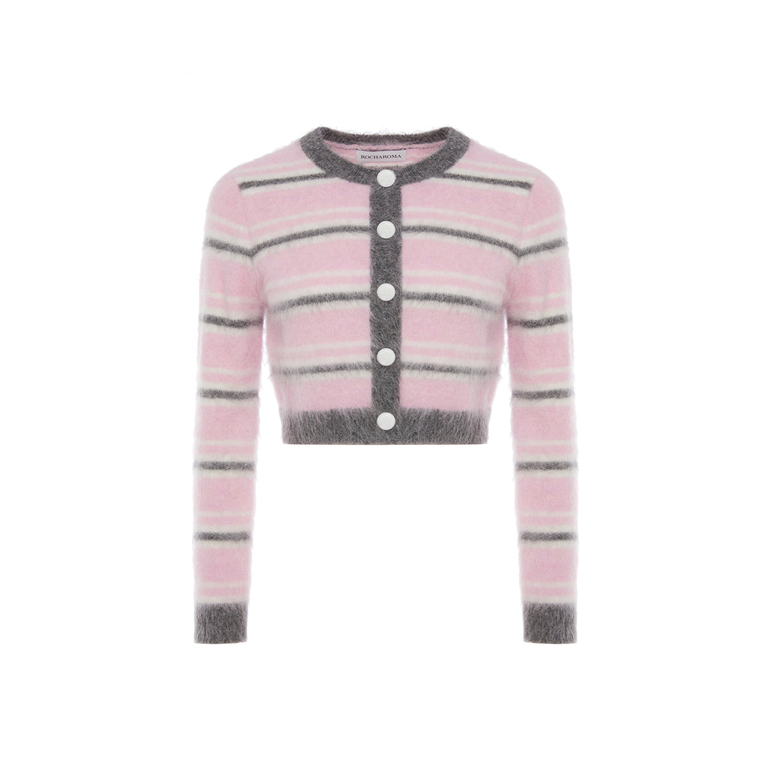 Rocha Roma Color Blocked Striped Cardigan pink - Mores Studio