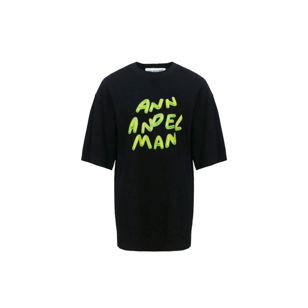 Ann Andelman Jelly Letter T-Shirt Black - GirlFork