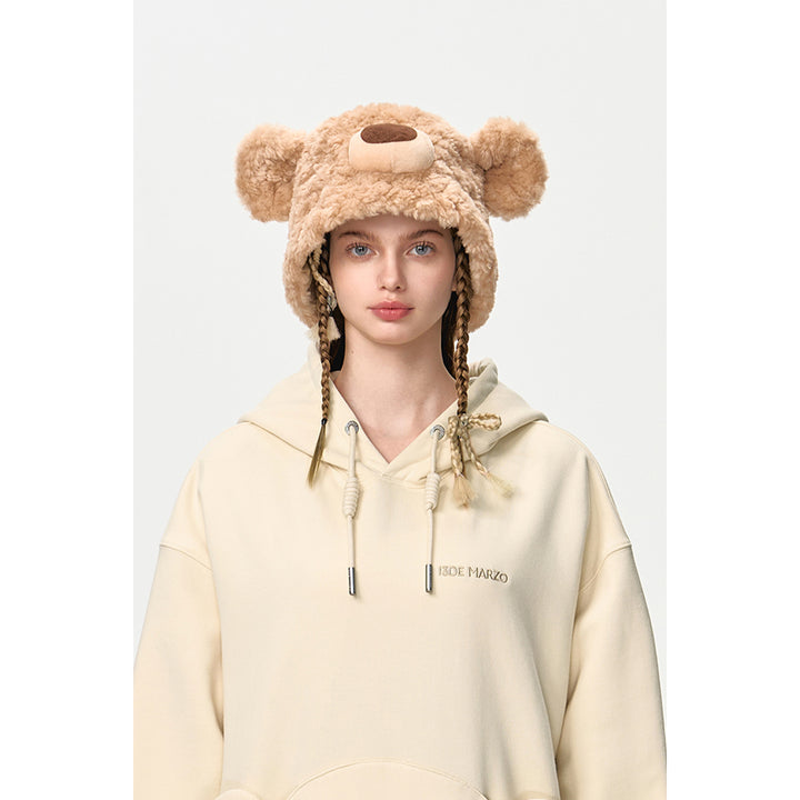 13De Marzo Bear Doll Fuzzy Bucket Hat Khaki