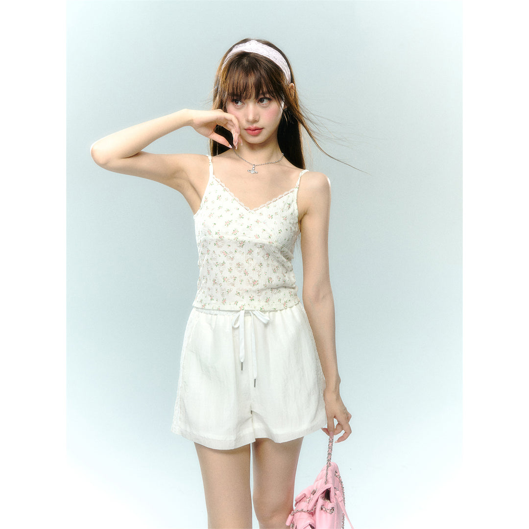 AsGony Lace Patchwork Floral Slip Vest