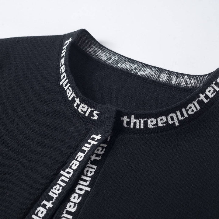 Three Quarters Letter Jacquard Cropped Knit Cardigan - Mores Studio