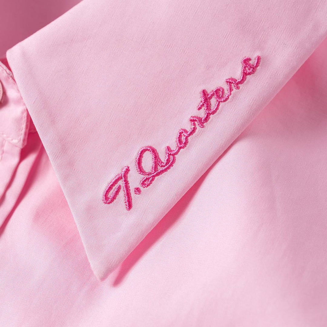 Three Quarters Logo Embroidery Shirt Pink - Mores Studio