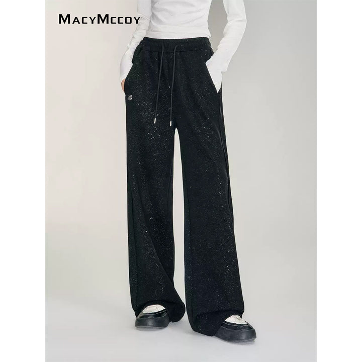 MacyMccoy Sequin High-Waist Wide-Leg Pants Black