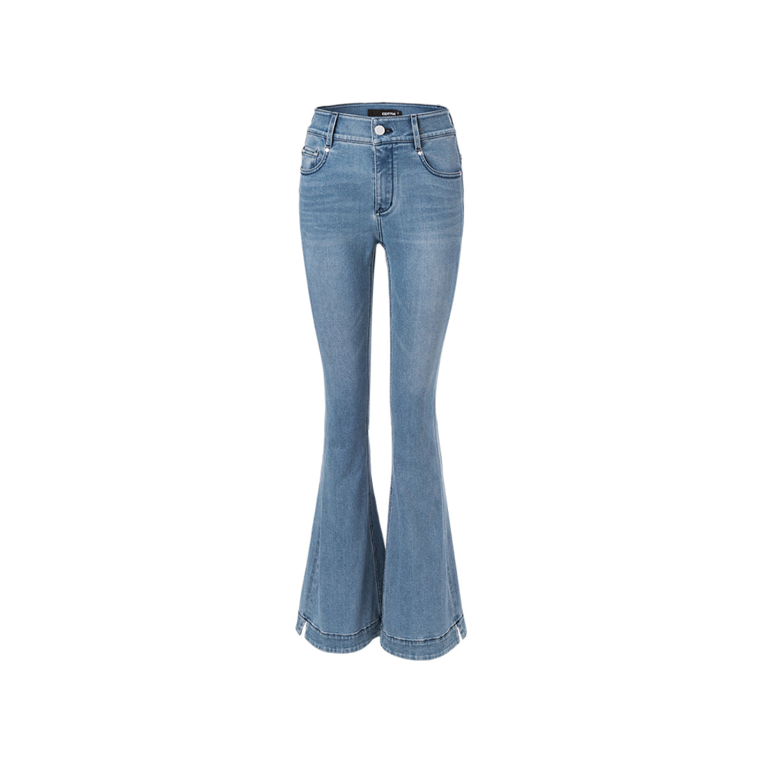 Cottia Split Cutting Flare Jeans Blue - Mores Studio