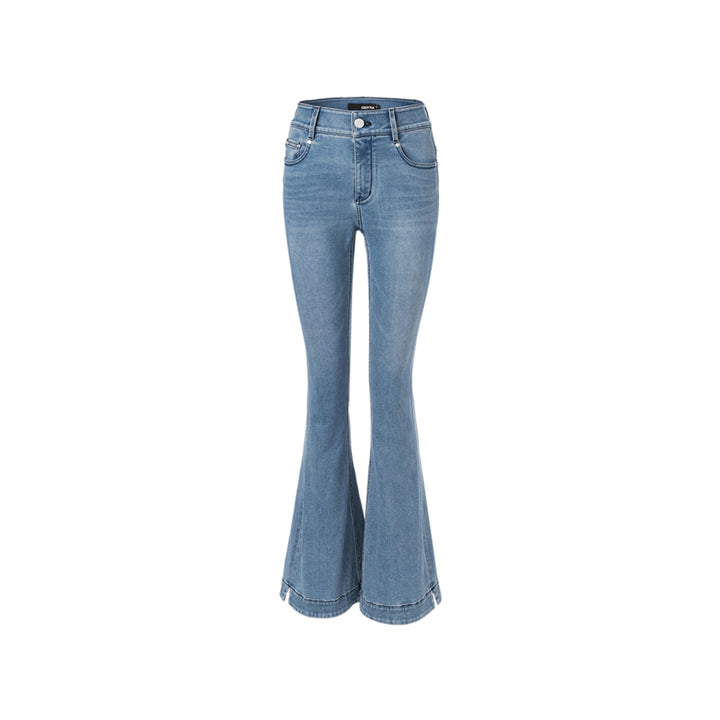 Cottia Split Cutting Flare Jeans Blue - Mores Studio
