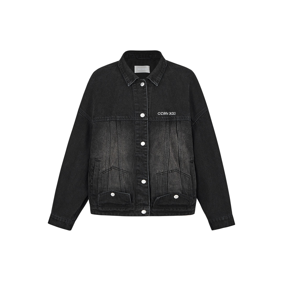 13De Marzo Bear Inversion Puff Sleeve Denim Jacket Black